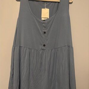 BloomChic Blue Sleeveless Relaxed Tank Top